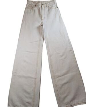 MONKL Ivory Wide Leg Jeans High Rise Womens 24 Trendy Minimal Clean Girl